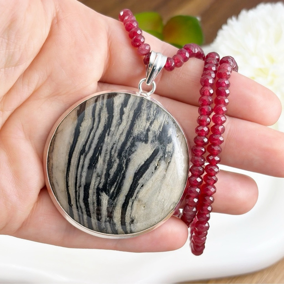 Big Chunky Buffalo Turquoise Pendant Necklace Southwest Boho New 925 - Picture 3 of 10